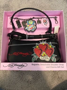 Ed Hardy bag w/MOM charms 2 straps. NWT